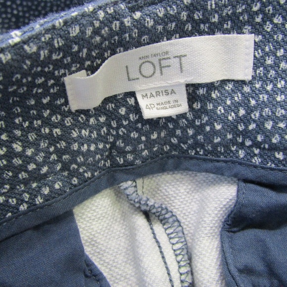 LOFT Marisa The Riviera Pant Blue White Size 4P - Picture 5 of 7
